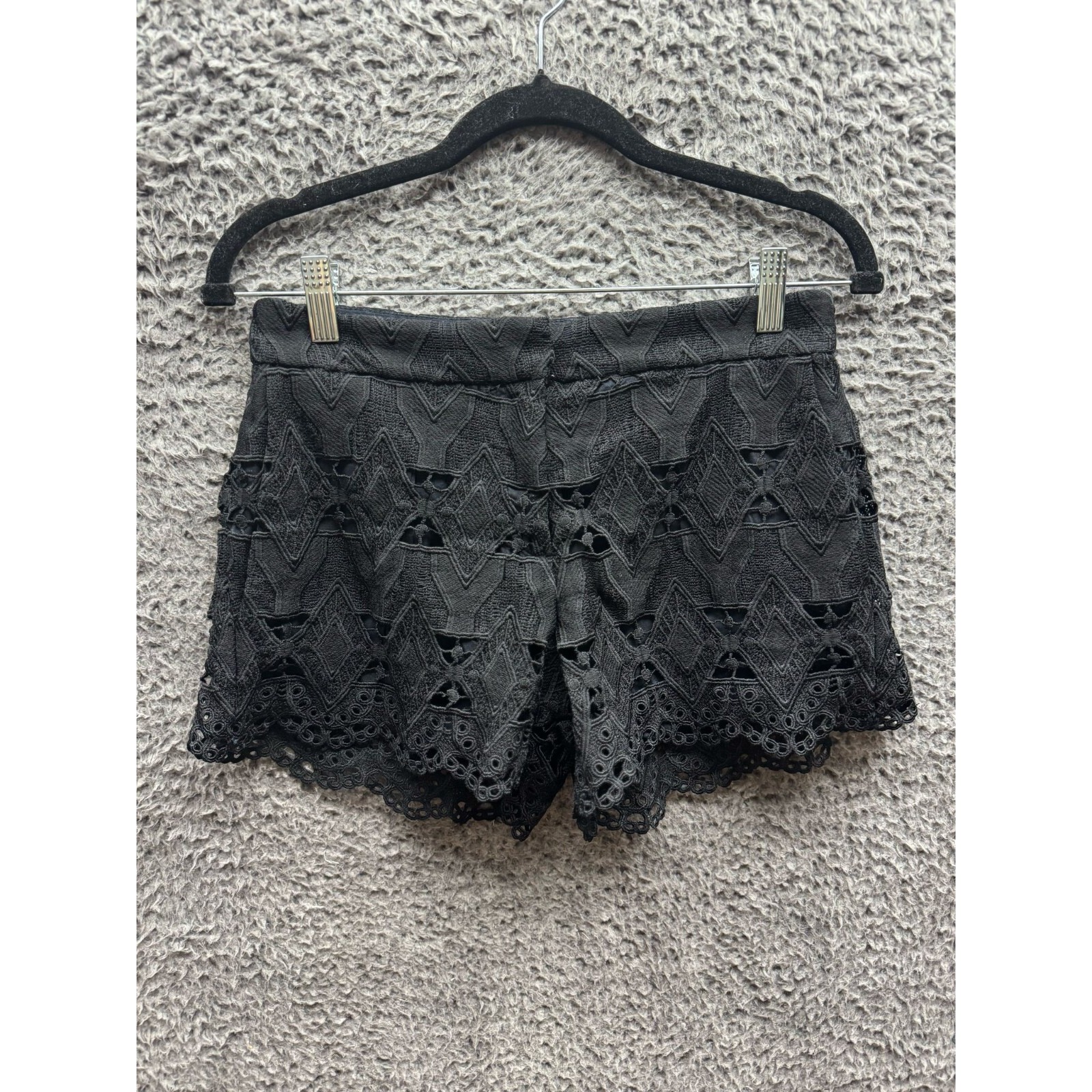 Maje Womens Mid Rise Lace Black Shorts Size 36